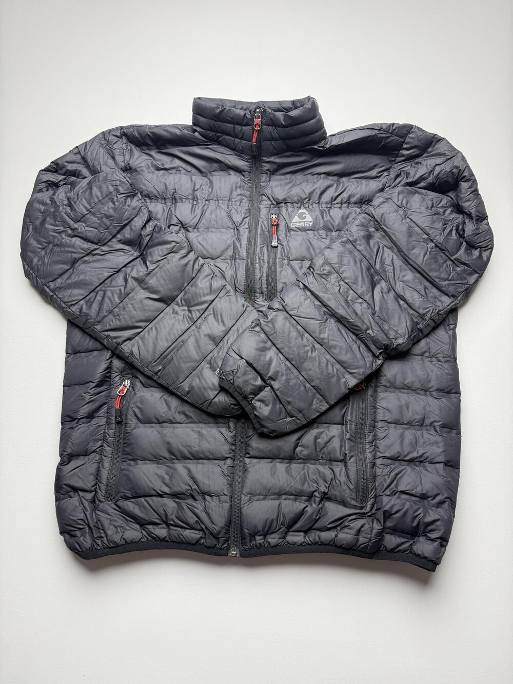 Gerry Jacket Mens Large Black Down Puffer Full Zip Lightweight Outdoor Hiking